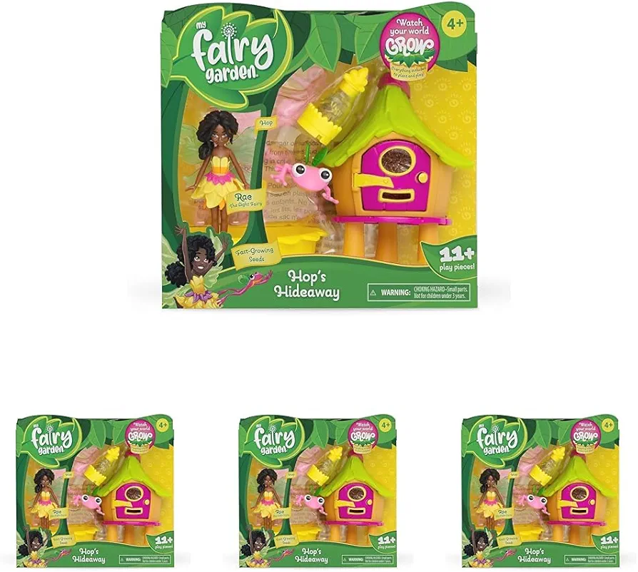 Hop's Hideaway - Magical Toy Playset - Plant Seeds, Fairy Doll & Pet Frog Accessory - Grow & Play in Nature - for Kids Ages 4 and Up (Pack of 4)