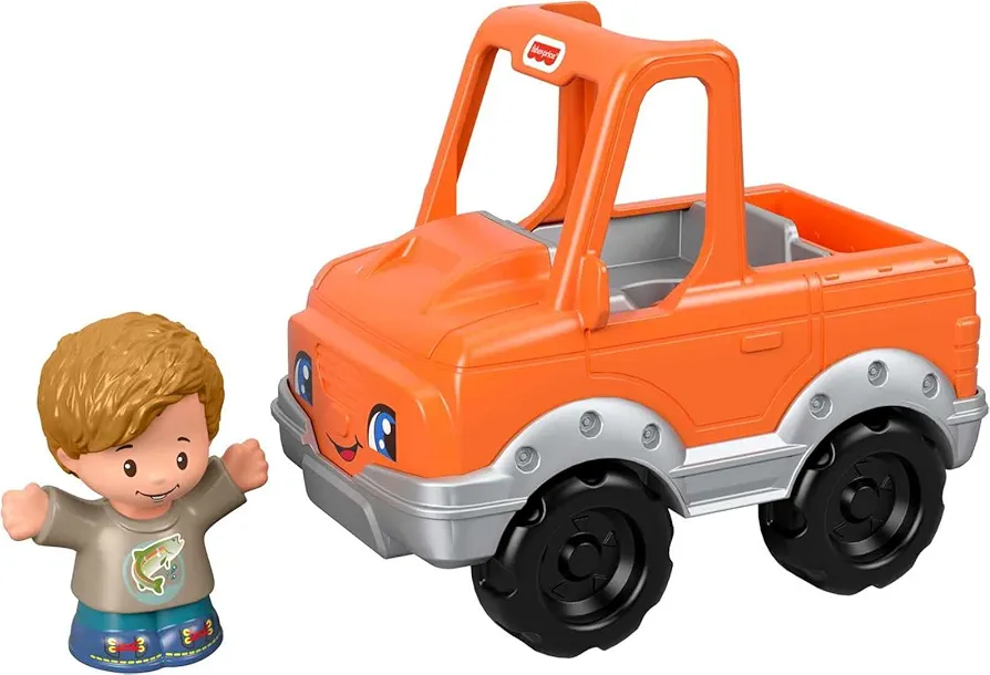 Fisher-Price Little People Toddler Toy Help A Friend Pick Up Truck Orange Vehicle & Figure for Pretend Play Ages 1+ Years