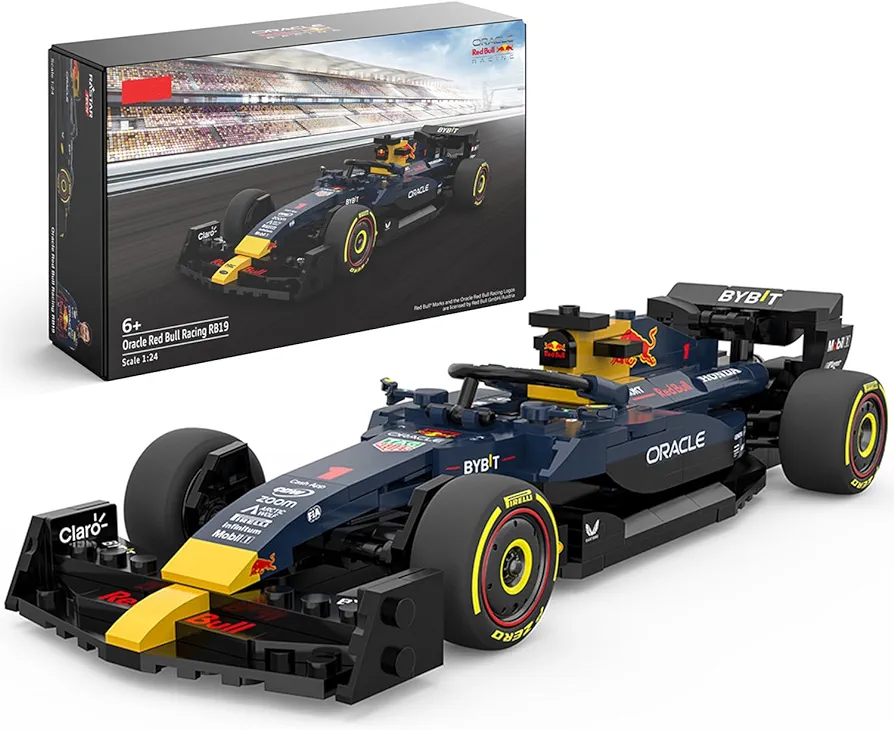 1:24 Oracle Red Bull F1 RB19 Race Car Model Building Kit, Formula One Collectible Sports Car Construction Set with 333 Pcs Bricks, Birthday Gift for Boys, Girls, and Kids Ages 6+ Blue