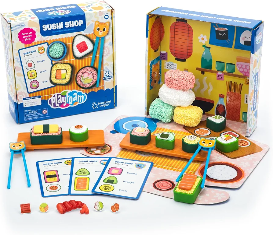 Educational Insights Playfoam® Sushi Shop - with 5 Colors of Playfoam, Non-Toxic, Preschool Sensory Activities, Montessori Learning Toys, Gifts for Ages 3+