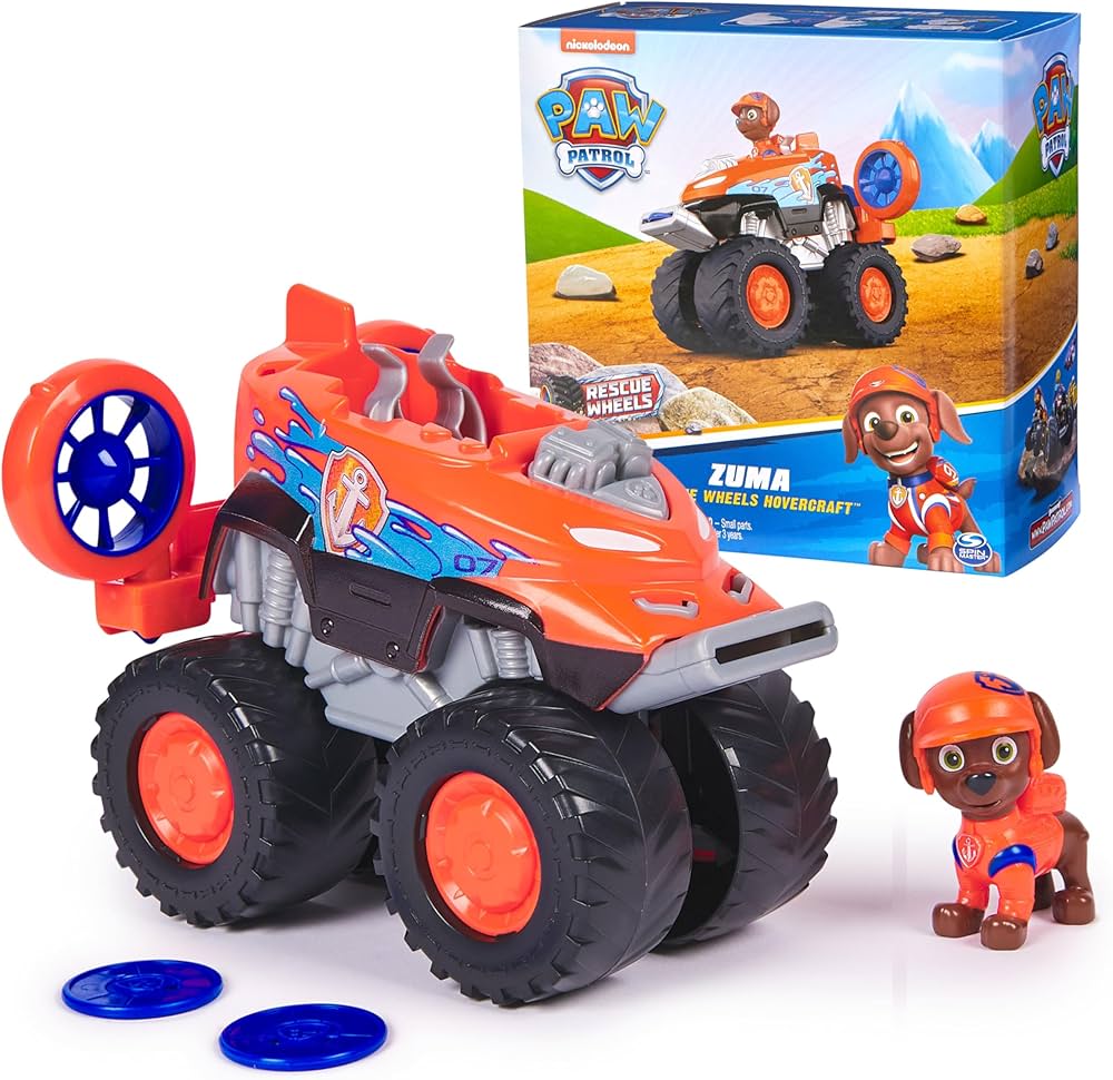 Paw Patrol: Rescue Wheels Zuma’s Hovercraft, Toy Truck with Projectile Launcher and Collectible Action Figure, Kids Toys for Boys & Girls Ages 3+