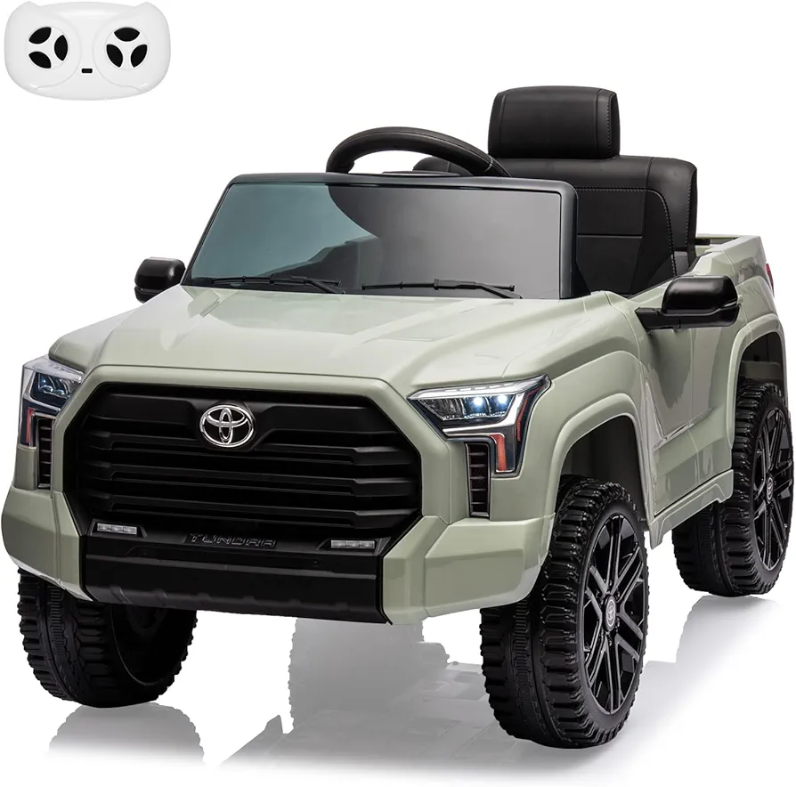 12V Ride on Car for Kids, Licensed Toyota Ride on Truck, Battery Powered Electric Car with Remote Control, MP3, LED Lights, Suspension System, Double Doors, Safety Belt, Ride On Toys for Boys Girls