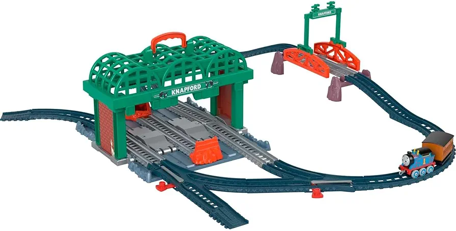 Thomas & Friends Diecast Toy Train & Track Set Knapford Station 2-in-1 Playset & Storage Case for Preschool Kids Ages 3+ Years​