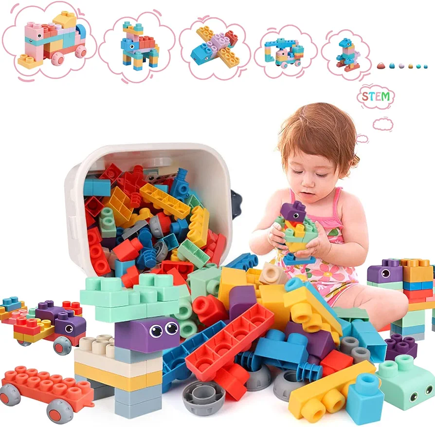 Top STEM Soft Building Block Sets for Kids Aged 18 months to 6 years old.Mega Building Blocks for preschool.Large Construction Block Toys for Toddler to Improve Imagination、Creativity、Hands-on Ability