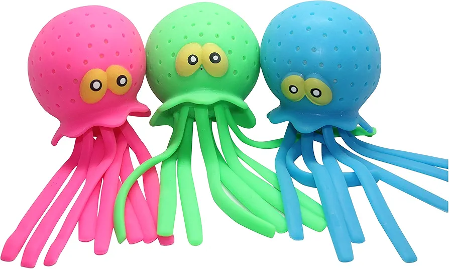 Set of 3 Large Jellyfish/Octopus Pool & Bath Toy - Water Bomb Splash Soaker Ball Toys Games Fun Soak Wet Water Toy - Reusable Water Balloon