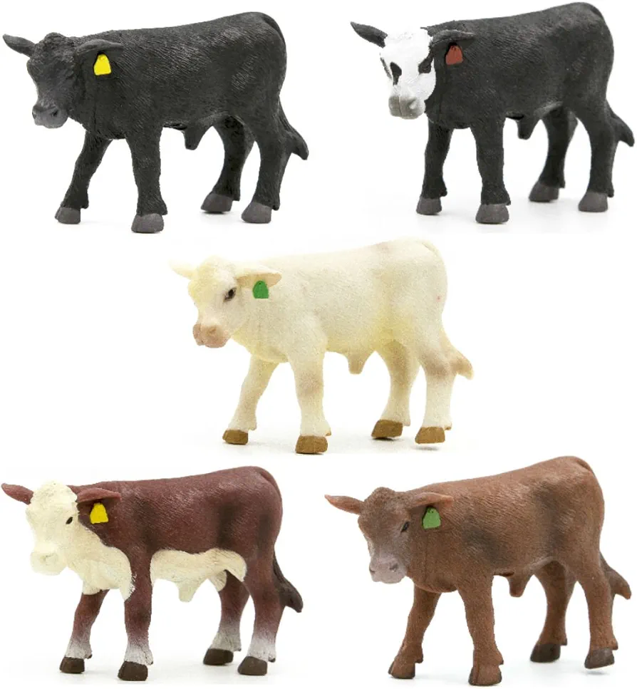 Toy Calf Figures Playset – Set of 5 Cow Babies Farm Animals Toys