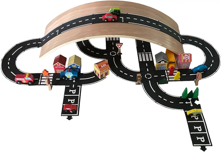 Flexible Car Track 16 Pieces - Rubber Roads for Kids - Puzzle Track Car Play Set