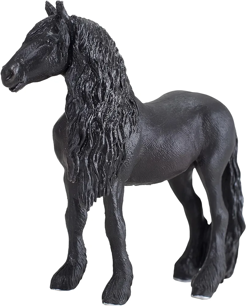 MOJO Friesian Gelding Realistic Equestrian Horse Club Hand Painted Toy Figurine, Black