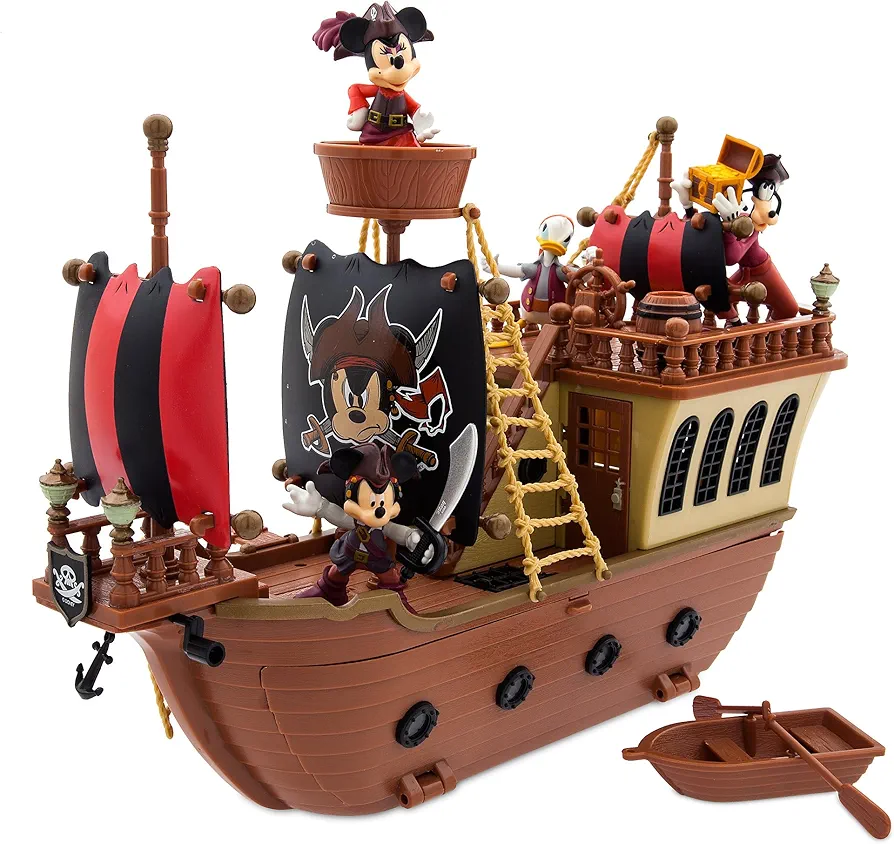 Disney Store Official Mickey Mouse and Friends Pirate Ship Play Set, Pirates of The Caribbean Theme, Mickey Mouse Toys for Toddlers and Kids, Interactive Pirate Toys for Kids 3-5