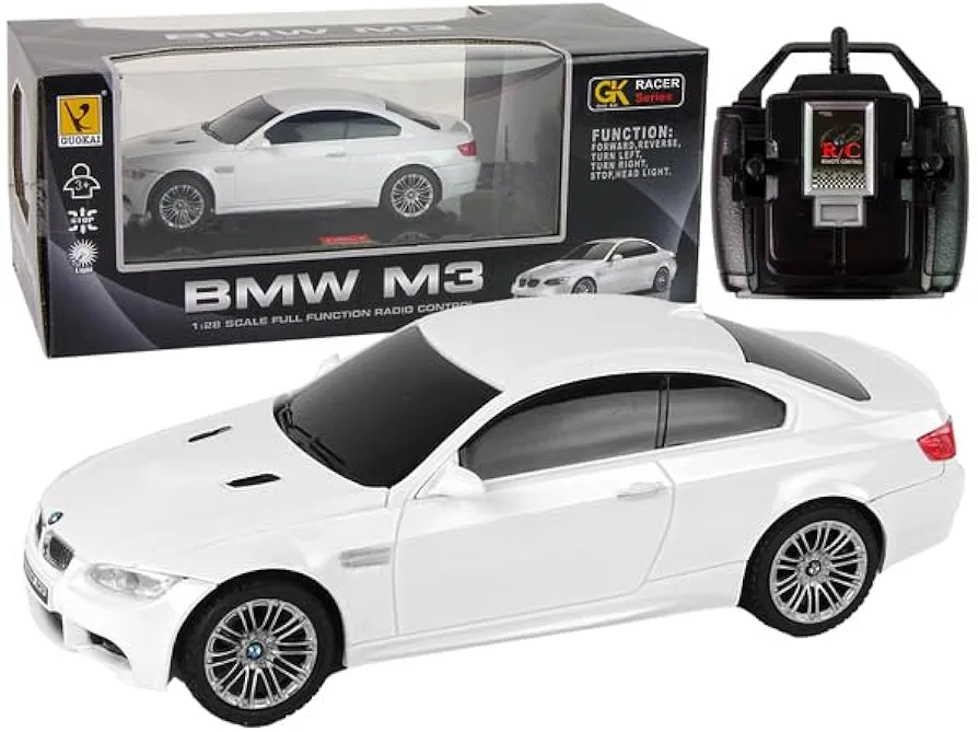 100 CLASSIC Remote Control Car 2.4Ghz Compatible with BMW M3 Model Vehicle High Speed 1/24 RC Cars Toys for Boys Girls Vehicle Racing Hobby with Headlight Christmas Birthday Gifts for Kids (White)