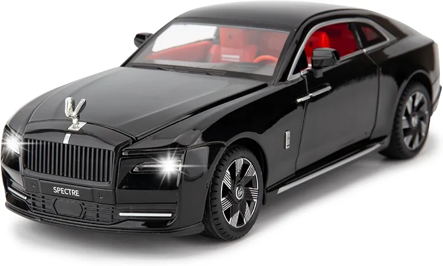 BDTCTK Compatible for 1:24 Rolls Royce Spectre Model Car, Diecast Collectible Pull Back Toy Car with Sound and Light for Adults Kids Boys Girls, Gift Black