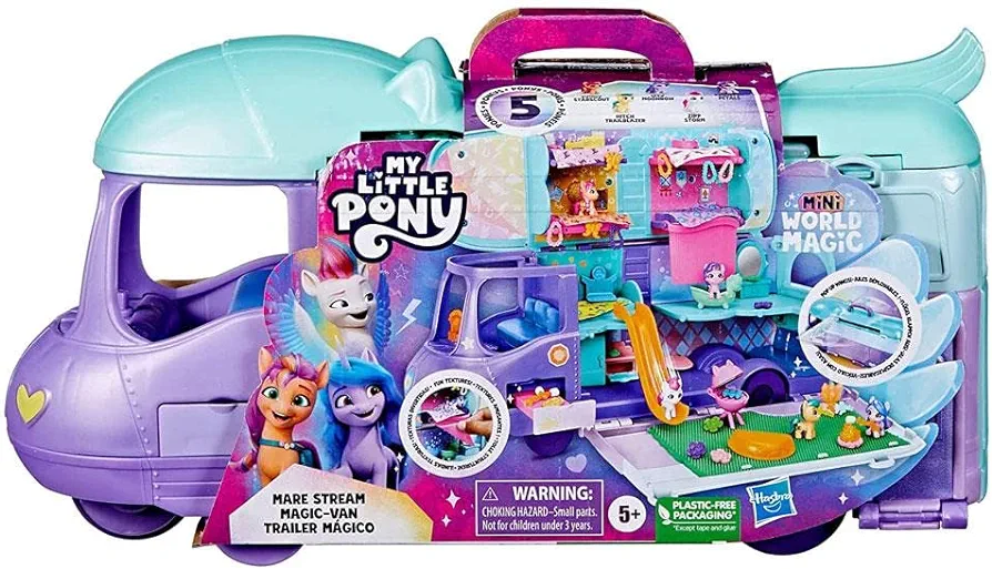 My Little Pony Playset Mini World Magic Mare Stream, Buildable Trailer Camper Van, Mini Toys for Girls and Boys Age 5 and Up