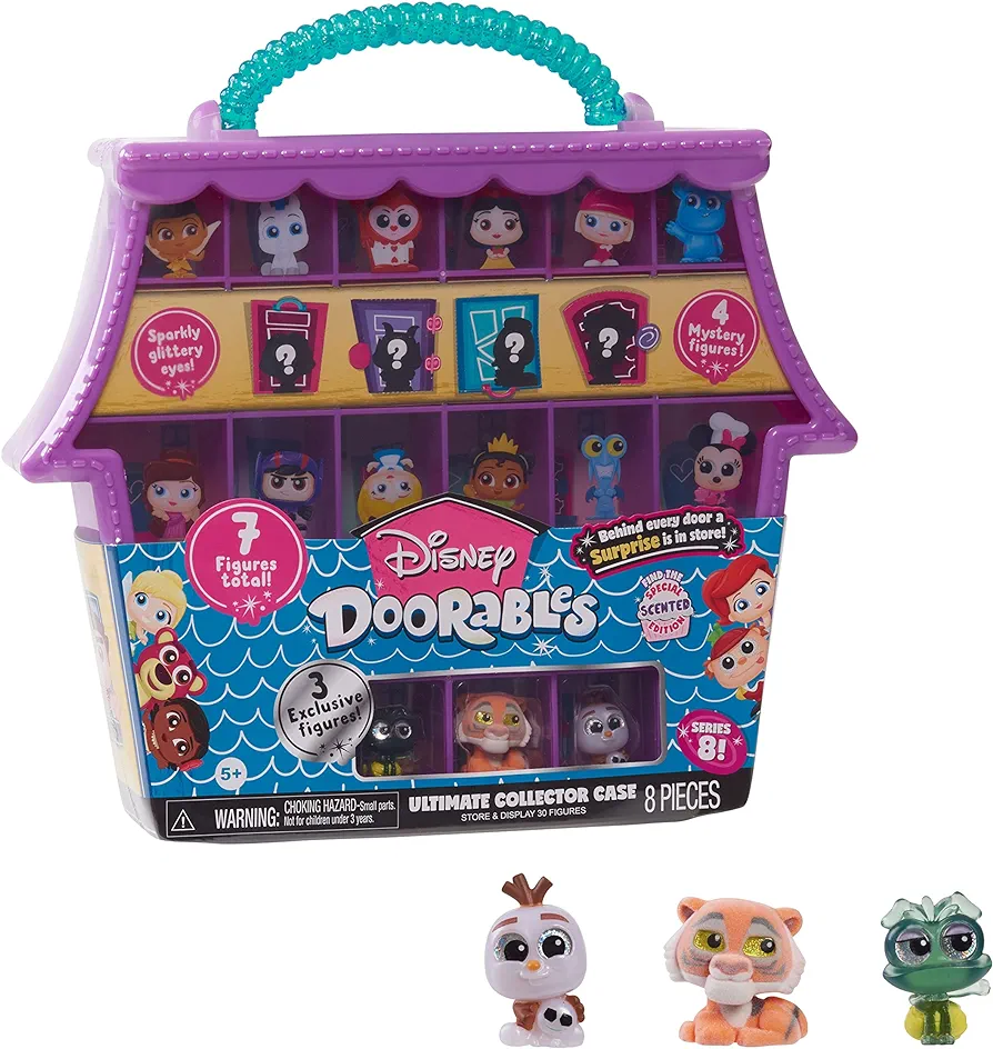 Disney Doorables Ultimate Collector Case, 3 Exclusive Figures, 4 Mystery Figures, Officially Licensed Kids Toys for Ages 5 Up, Amazon Exclusive