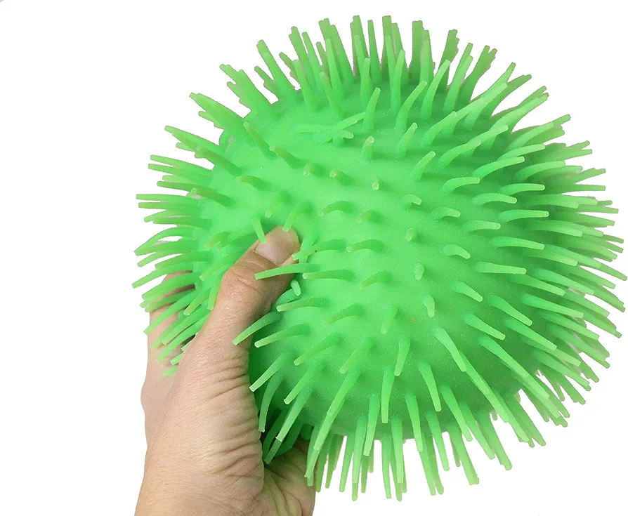 SOLID Color Jumbo 9" Puffer Ball - Sensory Fidget and Stress Balls - OT Autism SPD (Solid Green)