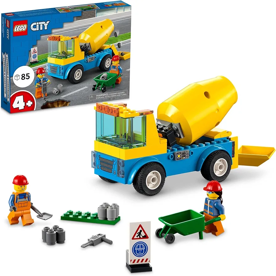 LEGO City Great Vehicles Cement Mixer Truck 60325 Building Toy Set for Preschool Kids, Boys, and Girls Ages 4+ (85 Pieces)