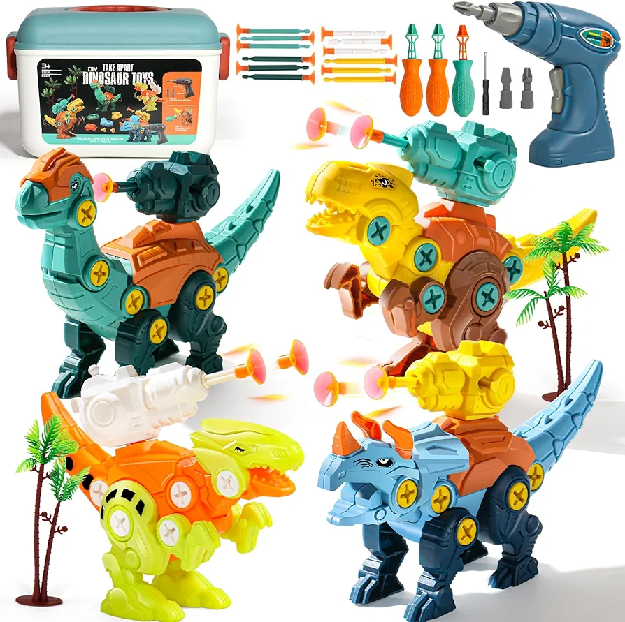 Dinosaur Toys for Kids 3-5, Take Apart Dinosaur Toys for Boys Kids Toys with Electric Drill STEM Educational Construction Building Toys Christmas Birthday Gifts Toys for 3 4 5 6 7 Year Old Boys Girls