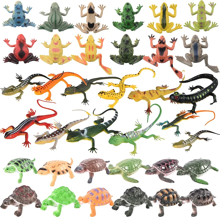 36 Pack Realistic Sea Turtle Colorful Fake Plastic Lizard Poison Dart Frogs Animals Frog Educational Toys for Kids Adults Gifts