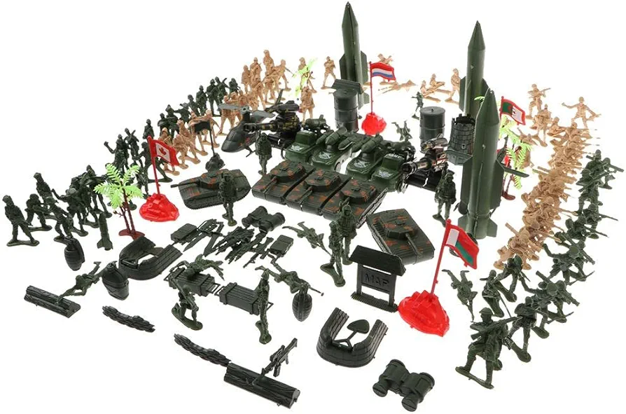 158pcs Playset 5cm Soldier Army Men Action Figures Toy for Kids Boy