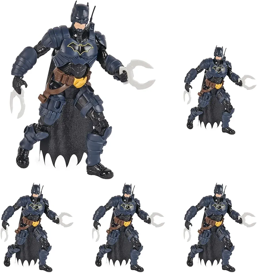 DC Comics, Batman Adventures, Batman Action Figure with 16 Armor Accessories, 17 Points of Articulation, 12-inch, Super Hero Kids Toy for Boys & Girls (Pack of 5)