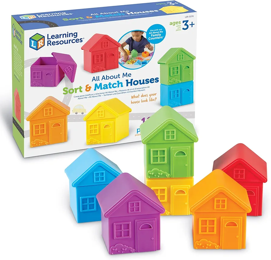 Learning Resources All About Me Sorting Houses,12 Pieces, Ages 3+, Fine Motor & Sorting Skills, Montessori Toys, Special Education Actives, Imaginative Play