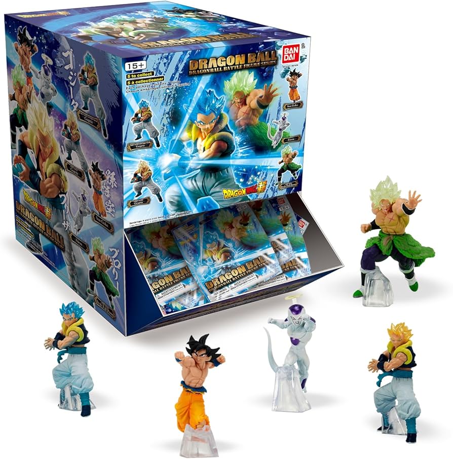 Bandai - Dragon Ball Super - Assorted 2.5” Posed Battle Figures with Stands - Gashapon Blind Packs (Full CASE of 24 Individual Sealed Bags)