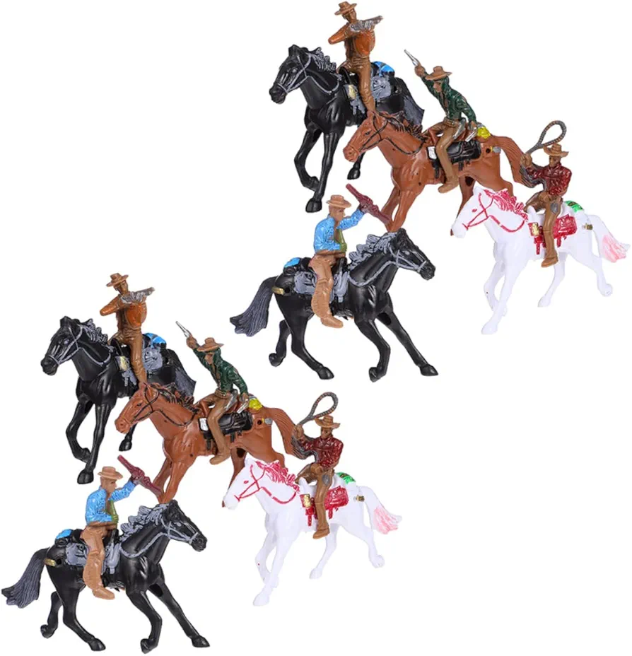 GANAZONO 8pcs Cowboy Decoraciones para Salas De Casa Cowboy Action Figure Jewelry Accessories Horse Figures Playset Castle Knights Figures Wild West Figures Sand Table Horseman Models Suite