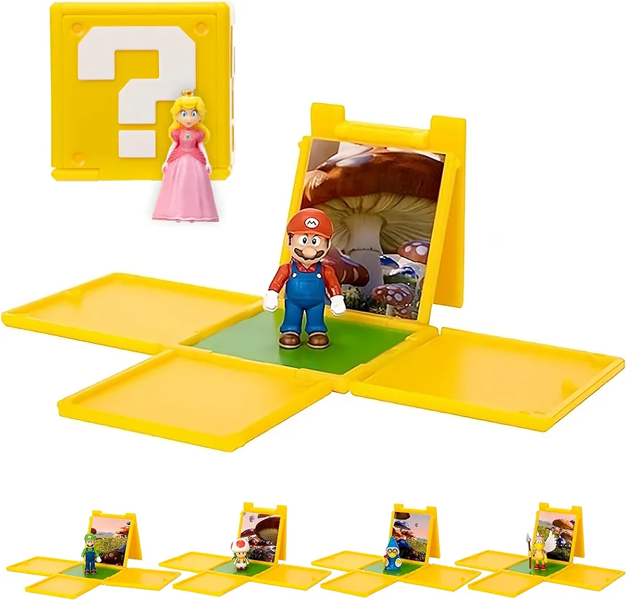 THE SUPER MARIO BROS. MOVIE – 1.25” Mini Figure with Question Block 6-Pack Wave 1 Features Mario, Luigi, Peach, Toad, Kamek and, Koopa Paratroopa