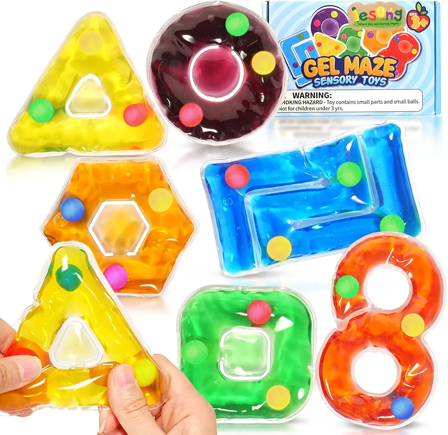 Sensory Toys for Kids Toddlers: Fidget Sensory Toys for Autistic Children Special Needs, Gel Filled Squishy Stress Toys for Autism / Anxiety Relief, Ideal Materials for Teaching/Learning Shapes Colors