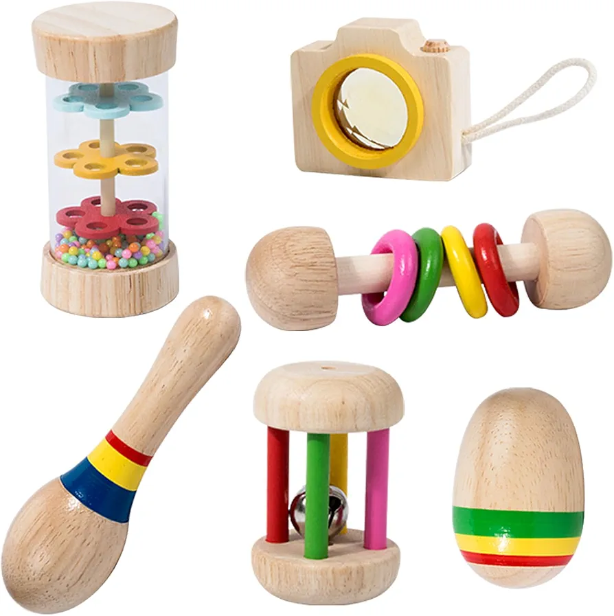 Toddler Musical Instruments, Wooden Percussion Instruments Toys, Eco-Friendly Rattle Music Set for Kids Boys Girls - Preschool Early Educational Musical Toys, Gifts for Birthday, Easter, Christmas