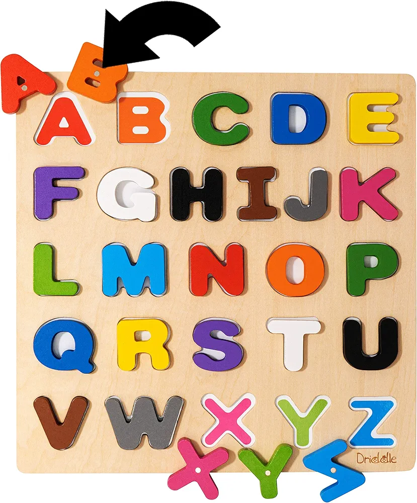 Magnetic Wooden Educational ABC Puzzle - Learn Alphabet & Color Recognition Toy – Toddler Preschool Game – Kids Montessori Education…