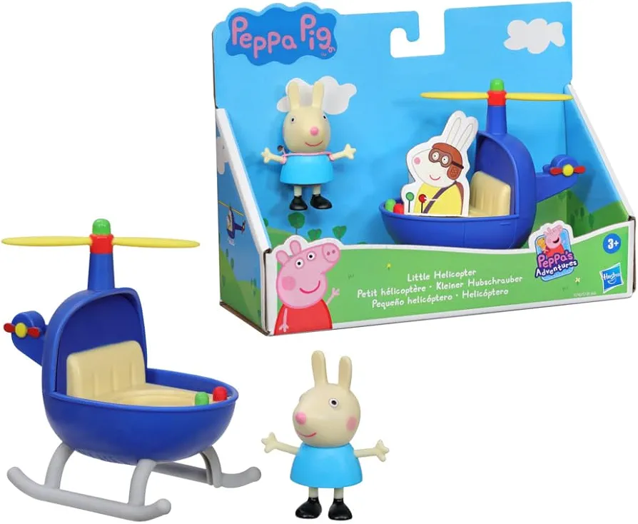 Peppa Pig Peppa's Adventures Little Helicopter Toy Includes 3-inch Rebecca Rabbit Figure, Inspired by The TV Show, for Preschoolers Ages 3 and Up