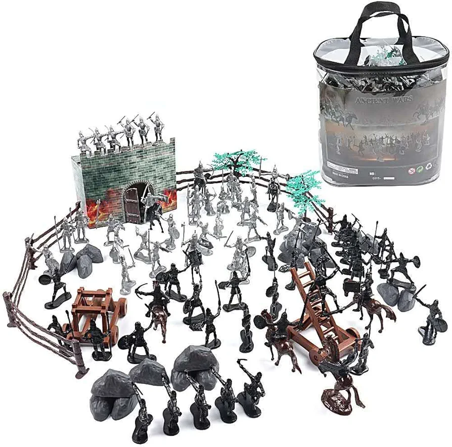 Medieval Knight Soldier Toys Army Men Action Figures, Fort Medieval Soldiers DIY Building Miniature Castle Model Set Knight, 120Pc of Toy Soldiers