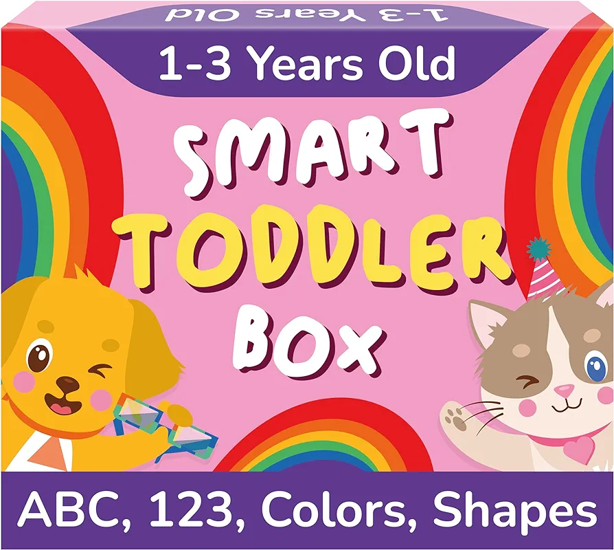 TOYVENTIVE Books, Toddler Flash Cards, and Puzzles – Educational Toys and Birthday Gifts for 1, 2, 3 Year Old Girl, Preschool Learning Activities and Games, Colors, Shapes, Letters, Numbers