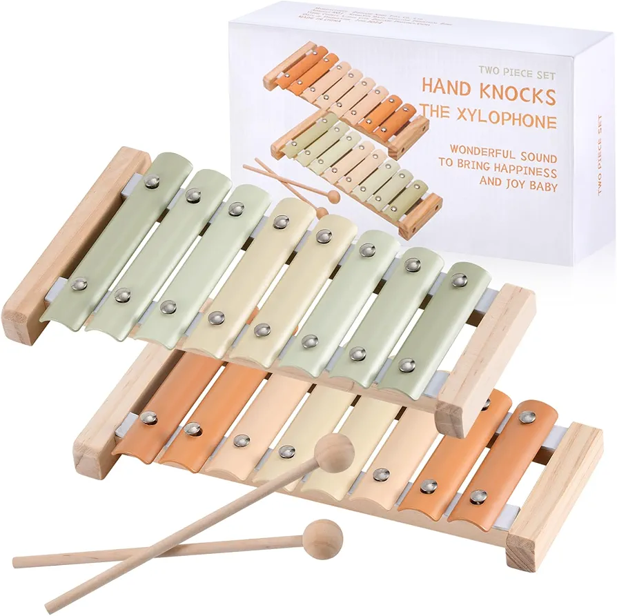 Ehome Xylophone, Baby Musical Instruments Montessori Wooden Toys for Toddlers 1-3, Aesthetic Musical Toys with Modern Boho Xylophone for Kids Baby Preschool Educational Birthday Gifts