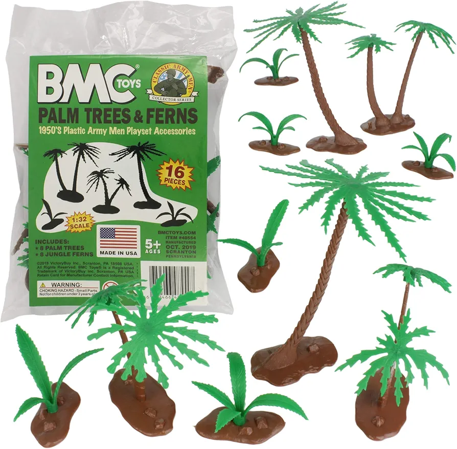 BMC Classic Marx Palm Trees & Jungle Ferns - 16pc Plastic Playset Accessories