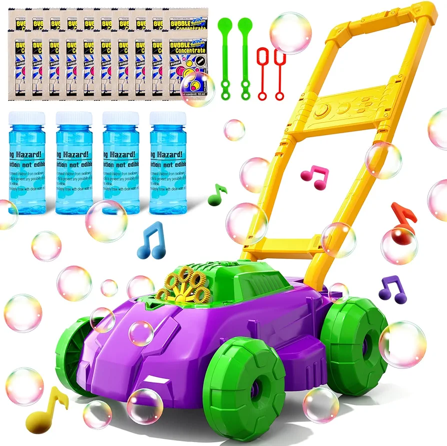 Doloowee Bubble Lawn Mower for Toddlers 1-3, Bubble Mower Push Toys for Kids, Bubble Machine, Summer Outdoor Backyard Gardening Toys, Birthday Gifts for Preschool Boys Girls(Purple)