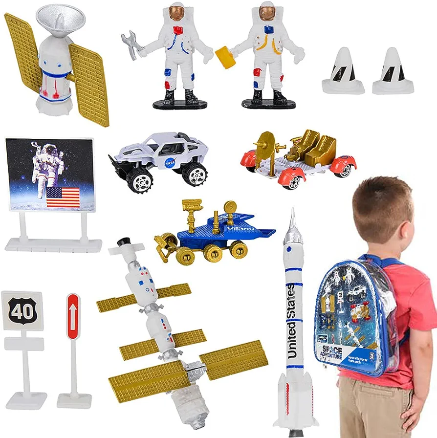 ArtCreativity Space Toys Set for Kids, 13-Piece Set with Bag and Assorted Astronaut Toys, Outer Space Backpack for Boys and Girls, Space Shuttle Toys Set for Hours of Imagination