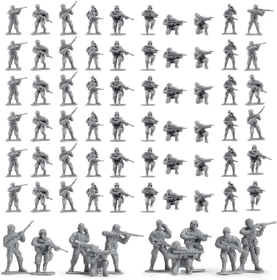 ViiKONDO Army Men Toy Grey Soldier 100pcs/Bag US Special Forces Action Figure Classic Military Guy 1/32 Scale 10 Poses Fun Wargame Boy Gift