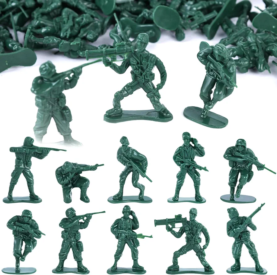 MCPINKY 100PCS Army Men Toy Soldiers, Green Soldier Figures 10 Poses Plastic Army Men Playset for Boys Birthday Gift