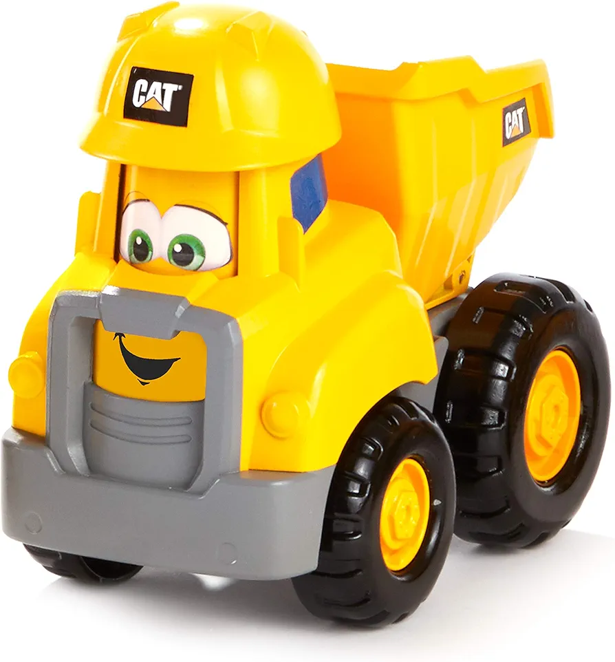 CAT Construction Toys, Junior Crew Construction Pals Dump Truck Educational Preschool Vehicle with Kid Vroom Sounds and Animated face. for Ages 2+