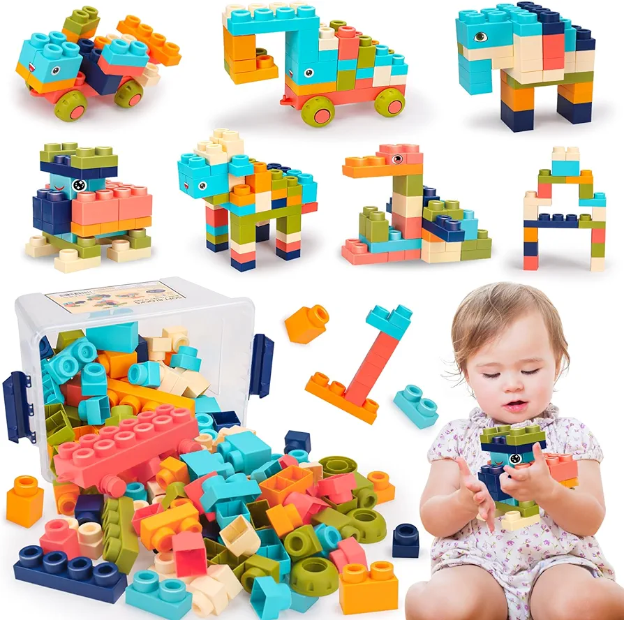 STEM Soft Building Blocks for Toddlers 1-3 3-5 Educational Sensory Block Set Stacking Toys for 1+ 2 3 4 5 Year Olds Baby Preschool Learning Toys Age 2-4 Easter Toys Birthday Gifts for Kids Boys Girls