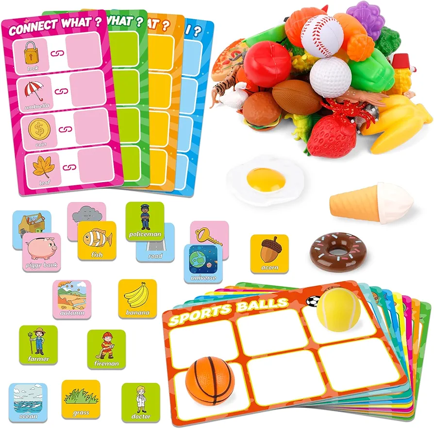 Match Card & Sort Game Set for Toddlers,Montessori Game for Kids Educational Learning Fine Motor Skills,Preschool Kindergarten Learning Activities