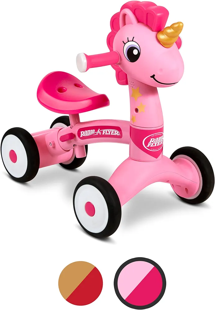 Radio Flyer Lil' Racers: Sparkle The Unicorn Ride on Toy, for Ages 1-3,Pink