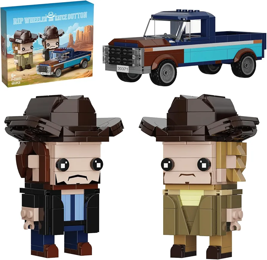 Yellowstone Building Block Set Toy Kayce Dutton and Rip Wheeler Figures Compatible with lego and 44980-E 1978 Car Block Set Creative Christmas Birthday Gift for TV Fans Kids Boys and Girls 6+