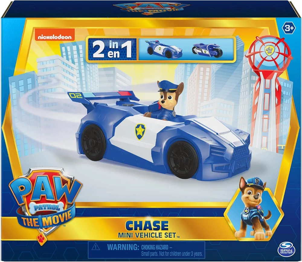 Paw Patrol Chase Mini Movie Vehicle Set 2 in 1 Car & Motorcycle Plus Chase Character