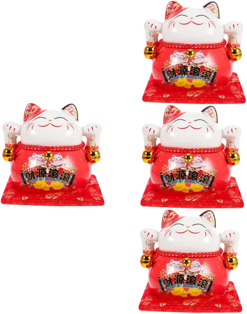 BESTOYARD 4pcs Piggy Bank Lucky Cat Coin Bank Desk Toys Decoration Car Dashboard Figurines Porcelain Money Save Bank Lucky Cat Statue Maneki Statue Kid Toy Ceramics Money Box Girl Child