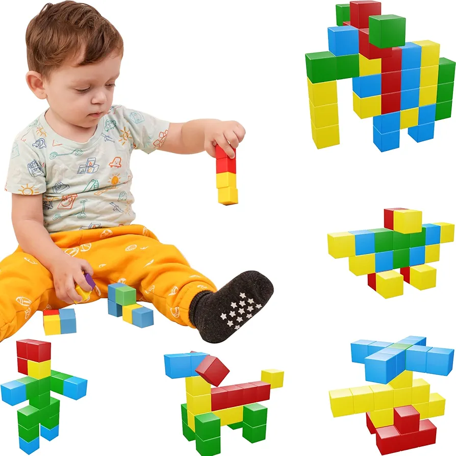 Magnetic Blocks, Magnetic Cubes Educational Toys, Original Award Winning Magnetic Building Blocks for Kids, 40 Pieces Colorful Autism Toys Magic Cube Sensory Toys for Kids