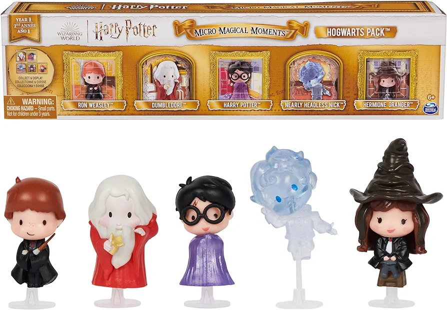 Wizarding World Harry Potter, Micro Magical Moments Hogwarts 5-Pack Mini Figures Gift Set with Display Cases (Amazon Exclusive), Kids Toys for Ages 6+