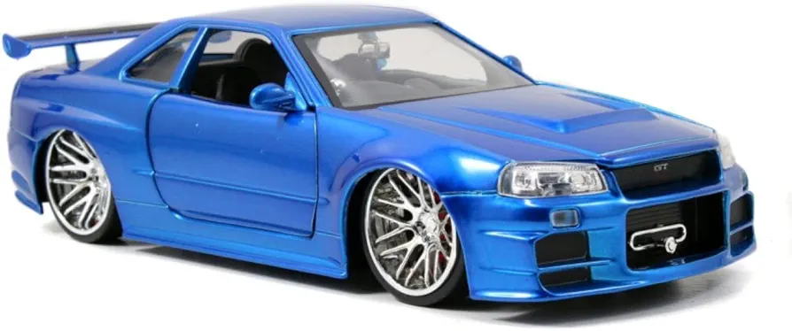 Jada Toys Fast & Furious 1:24 Brian's 2002 Nissan Skyline GT-R R34 a Die-cast Car, Toys for Kids and Adults, Blue (97173)