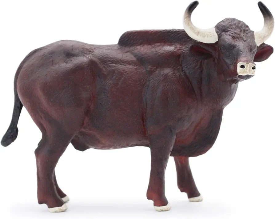 Gemini&Genius Gaur Cow Toy for Kids, Bull Farm Animal Toys, Realistic and Durable Cattle Farm Toy for Kids Boys and Girls Toy Gift, Cake Topper and Collection